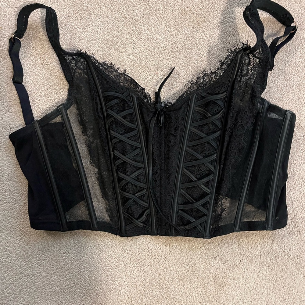 Victoria's Secret Black Lace Corset Bra